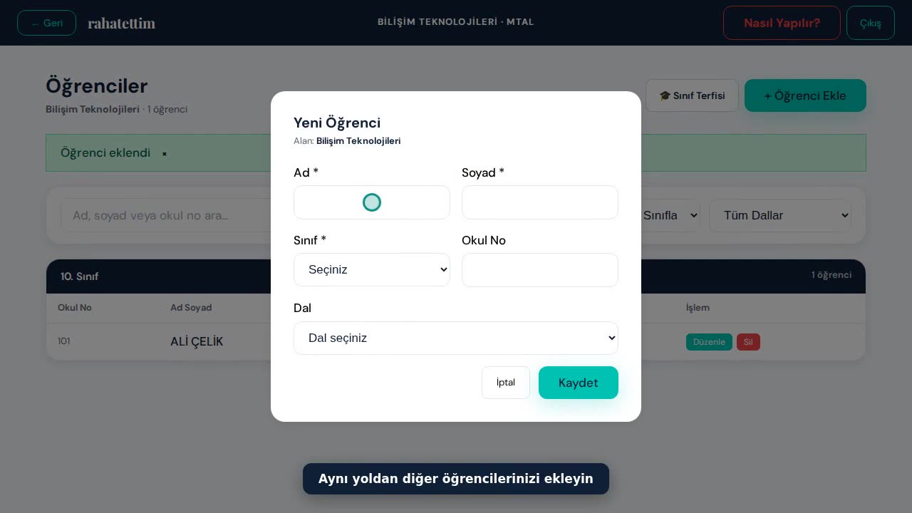 Öğrenci Listesi Nasıl Oluşturulur?